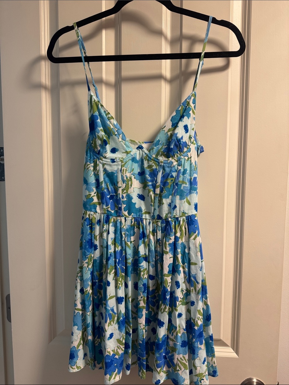 Floral Blue & Green Spaghetti-Strap Sundress